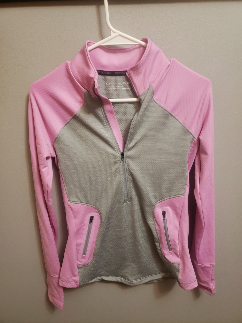 Under Armour Pink and Gray Half-Zip Performance Top Cold Gear Reactor